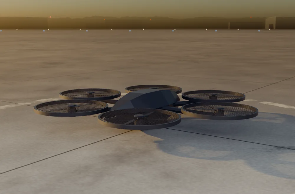 GLADAN on an airfield apron at dusk